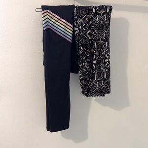 TWO PAIR of Cute Comfy Legging - rainbow stripe & tribal patterns